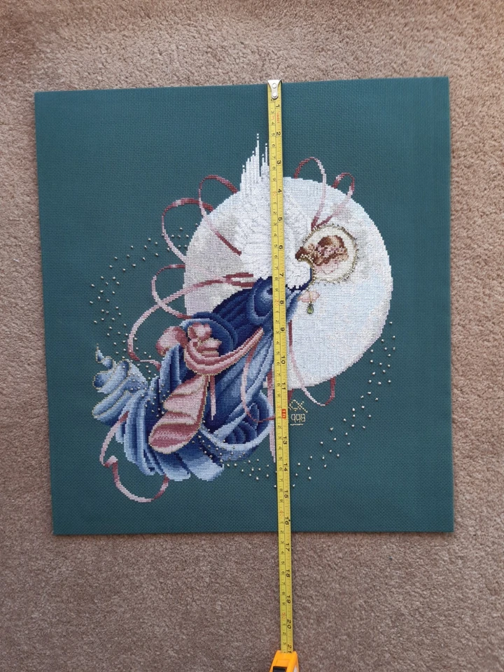 LAVENDER & LACE BLUE MOON ANGEL  COMPLETED CROSS STITCH - Image 4 of 4