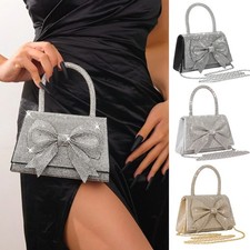 Sparkling Evening Clutch Purse for Women Rhinestone Bow Handbag Party Hand