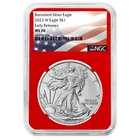 2023-W Burnished $1 American Silver Eagle NGC MS70 ER Flag Label Red Core
