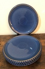 3 DENBY - REFLEX - DINNER PLATES * BLUE * ENGLAND * 10 1/2" *Excellent