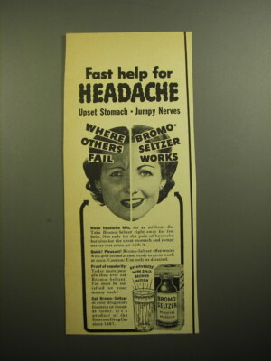 1950 Bromo-Seltzer Medicine Ad