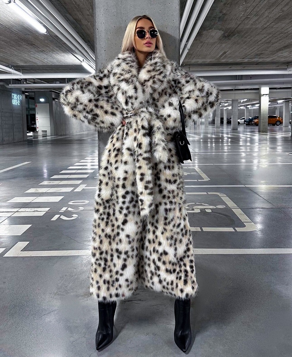 Bestseller Faux Lynx Fur Maxi Coat, Exclusive Long Length
