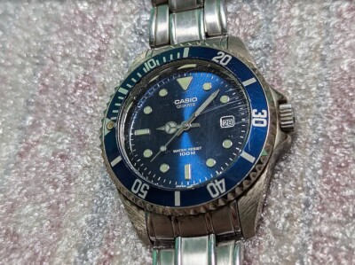 Vintage Diver Style CASIO MTD-1010 Blue Bezel Blue Dial (1346