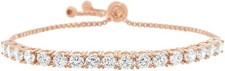 ROSE GOLD PLATED SLIDER TENNIS BRACELET  STUNNING CUBIC ZIRCONIA  FAST SHIP 