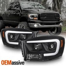 Fits 2006-08 Dodge RAM 3500 2500 1500 Pickup Black DRL LED Projector Headlights