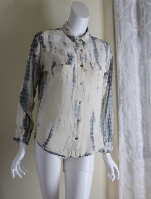 Gypsy 05 GRÖSSE S Seide Boho Elfenbein Eintauchen- Färben Batik Shibori