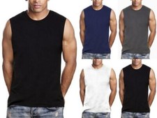 Mens Gym Muscle Tank Top Sleeveless T-Shirt Heavy 100 Cotton Workout fitness