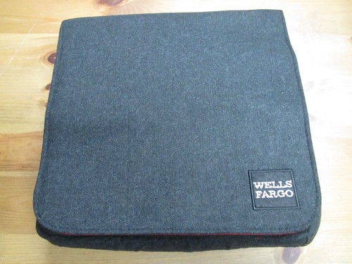 WELLS FARGO MESSENGER BAG! BLACK & RED! RARE! FELT LIKE EXTERIOR! BRAND NEW!