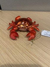 Crab Christmas ornament 4 inch glass and resin festive ocean decor orange