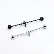 16G Stainless Steel Heart Wave Industrial Barbell Cartilage Stud Body Piercing