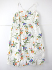 NWT Forever 21 Sunny Spot Collection White Pink Green Floral Lace Slip Dress M