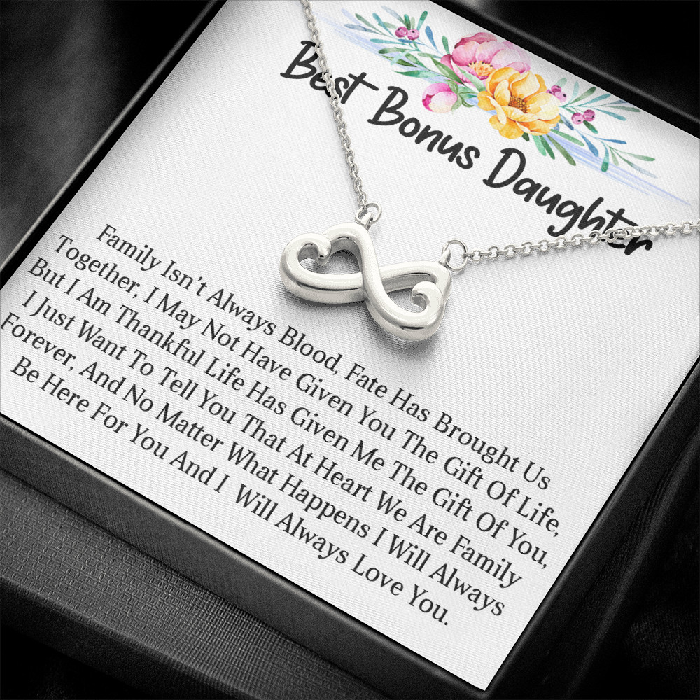 Best Bonus Daughter Necklace Infinity Pendant Step-Daughter Jewelry Gifts Girls
