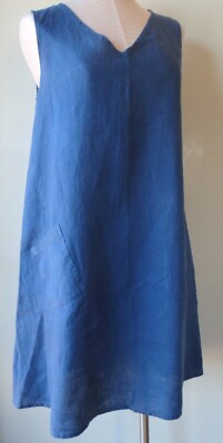 FLAX Designs   Linen  Dreamy  Dress   1G & 2G & 3G  NWOT  Shift Dress DELFT BLUE