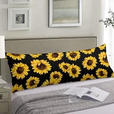 Vintage Microfiber Sunflower Body Pillow Cover, Black 20"x54" Pillow Case26 6