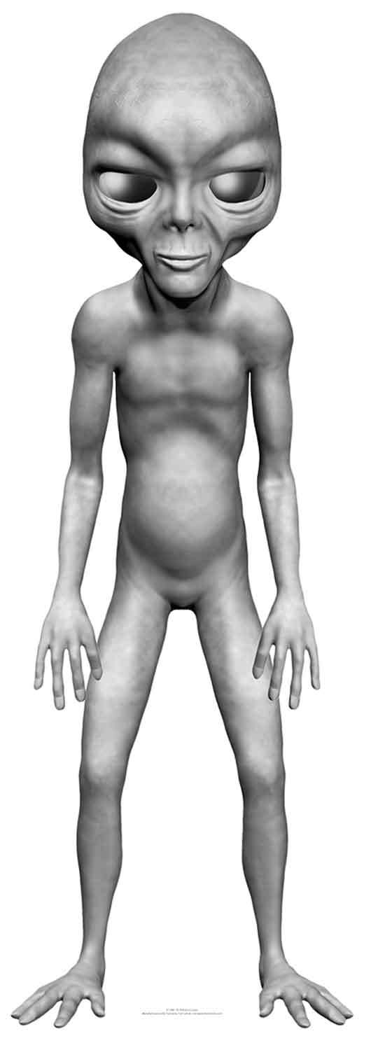 Little Grey Alien Cardboard Cutout / Standup / Standee - Martian Party Prop