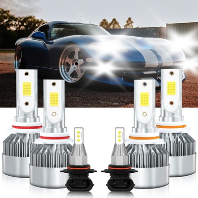 6pcs LED Headlight Bulbs High Low Beam + Fog Light For Dodge Viper 2003-2004