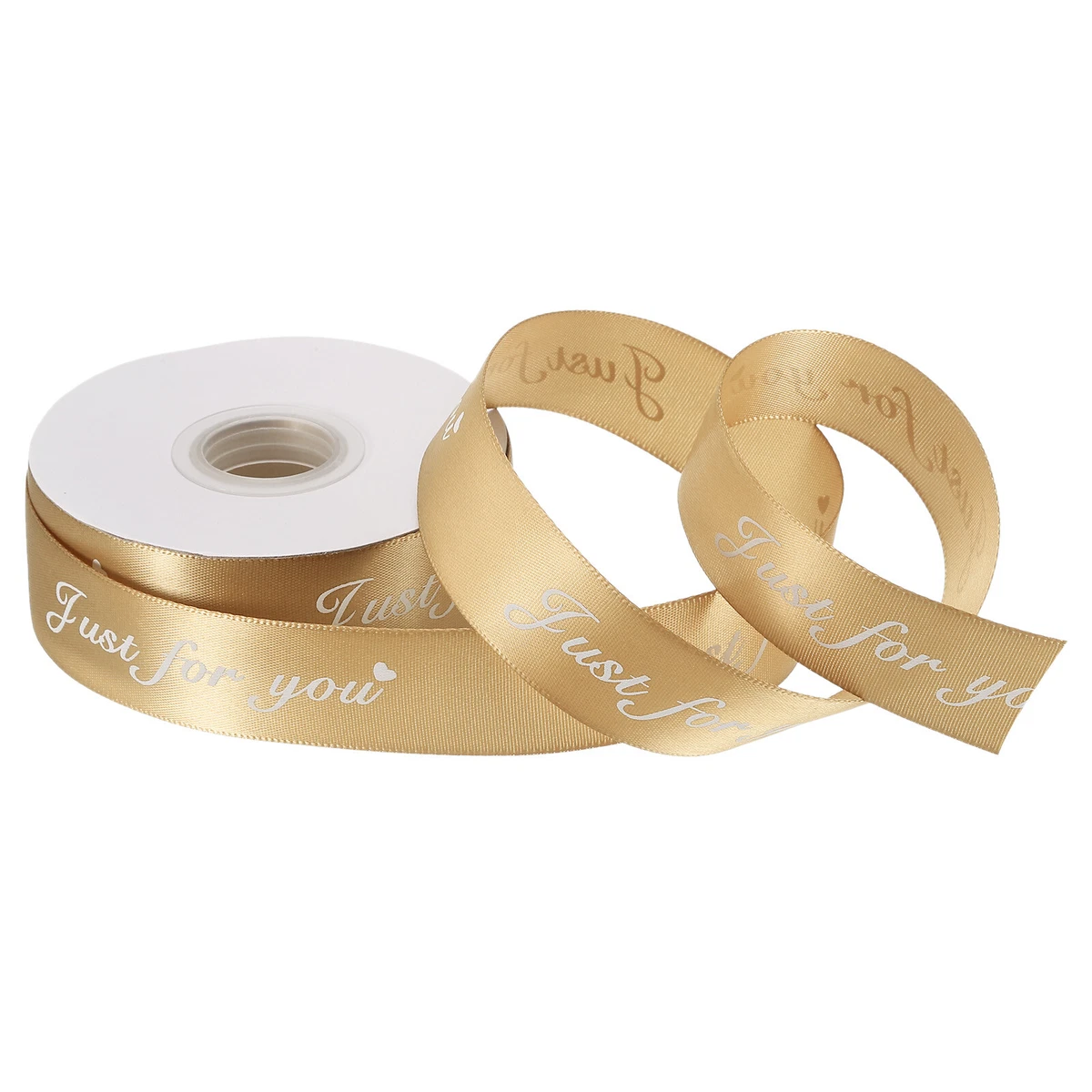 1 Inch 25 Yard Valentine Satin Ribbon Wedding Grosgrain Ribbons, Champagne  Gold