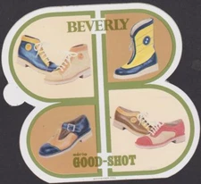 PUBLICITE AUTO-COLLANT STICKER VINTAGE CHAUSSURES BEVERLY-SERIE GOOD-SHOT