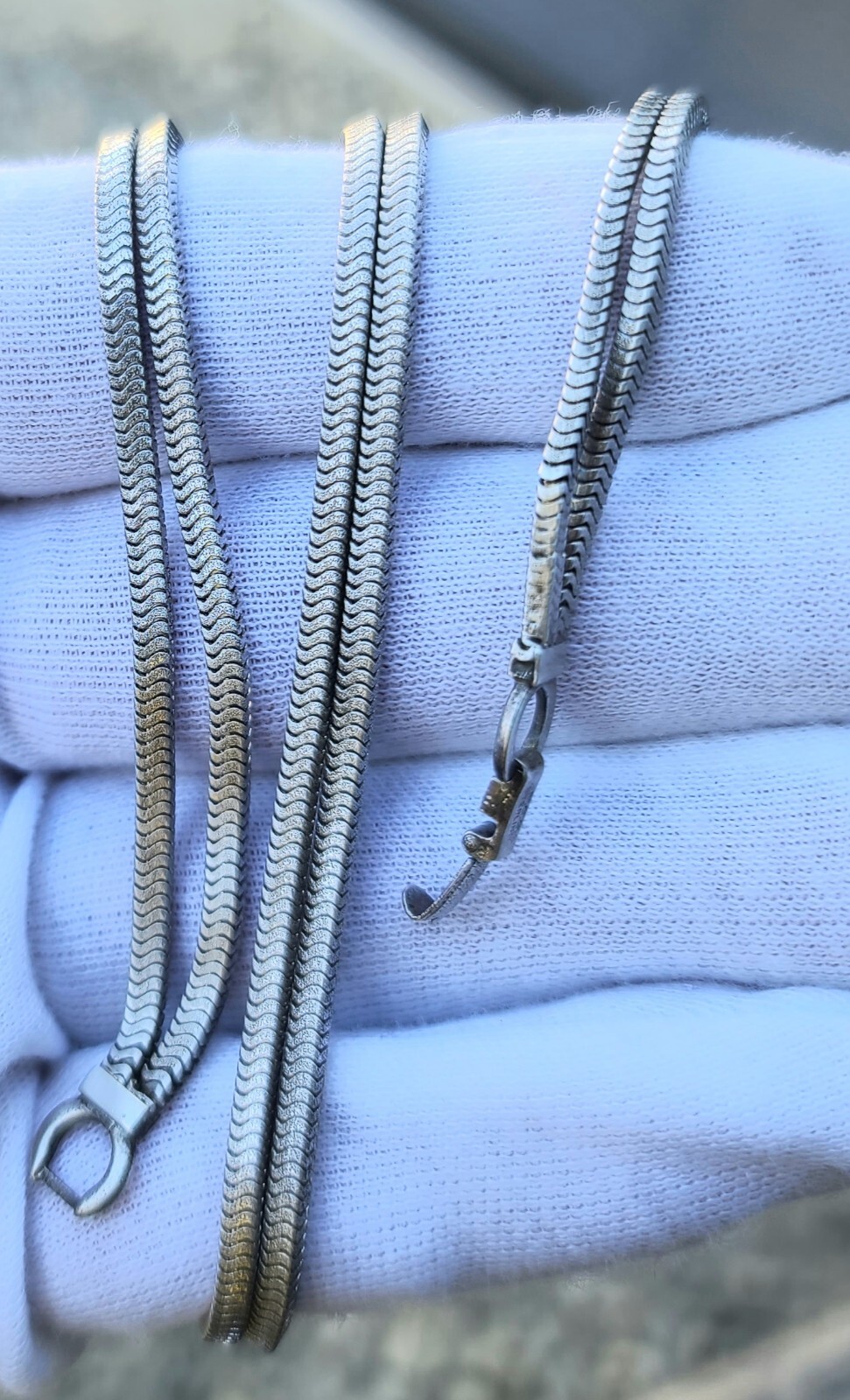 Vintage Sterling 925 Solid Silver Square Snake Ch… - image 5