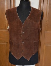 VTG Men's Suede Leather Vest Faux Shearling M/L