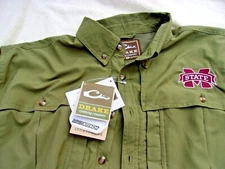 NWT Drake button down, men's M, olive green, polyester, $60, Mississippi State
