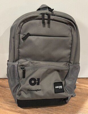 NEW Case Logic 18'' x 12'' x 6'' Laptop Computer Backpack O-I Glass Logo gray black