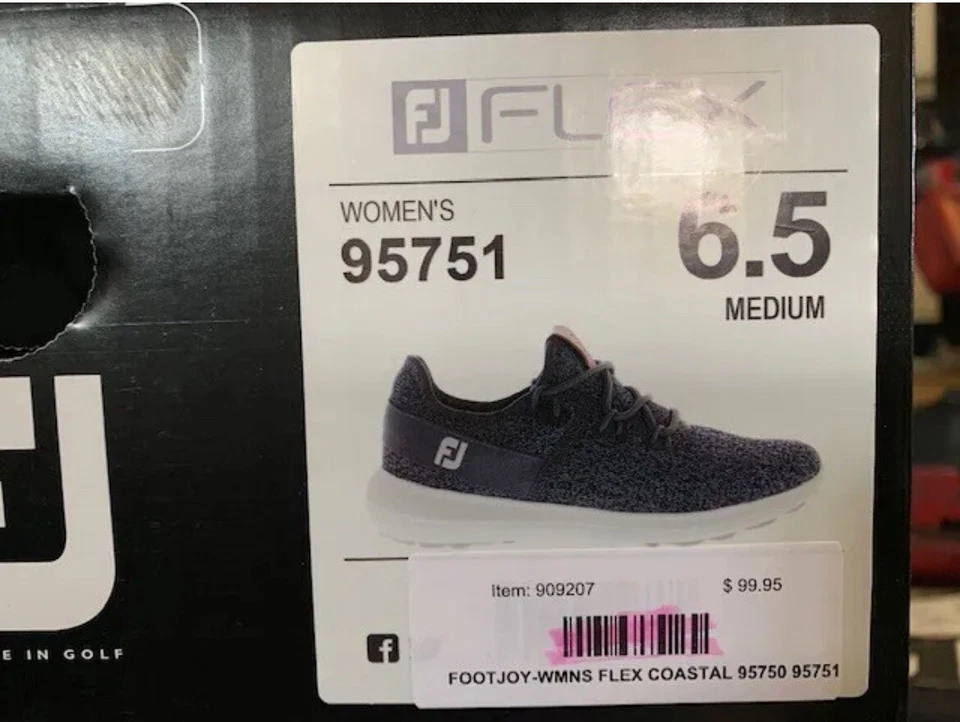 Sapato de golfe FootJoy feminino flexível 95751, preto cinza, tamanho 6.5, novo com etiquetas - Imagem 4 de 4