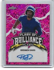 Brennen Davis Leaf FLASH OF BRILLIANCE Pink Refractor RC Auto /15 Autograph Card