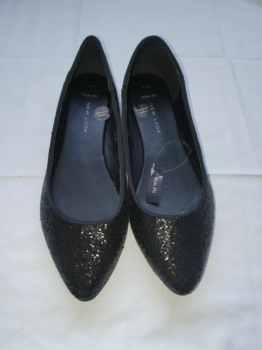 Wide Fit New Look Black Flats Wide Fit Black Square Toe Ballet