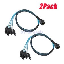 2x Mini SAS SFF-8643 to 4 SATA 7pin hard disk 6Gbps data Server Raid Cable 50CM