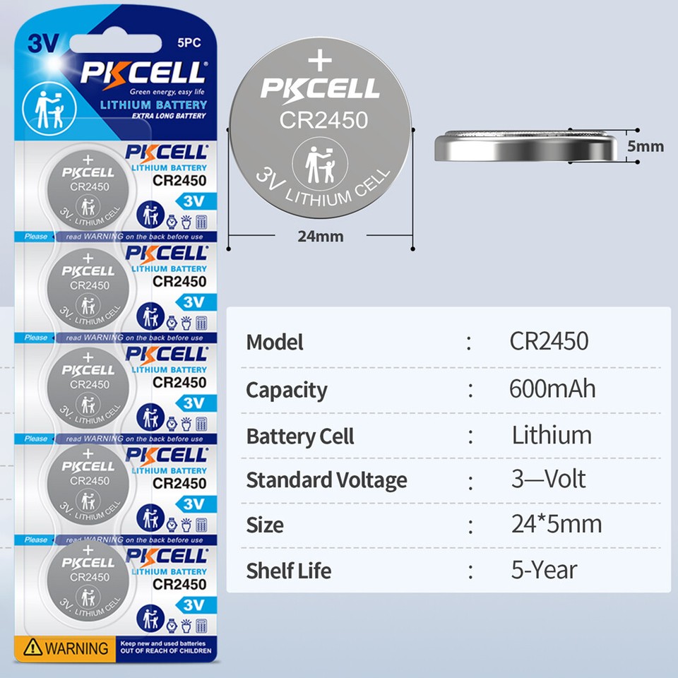 Pila Cr2450 50 Batterie A Bottone PKCELL CR2450 - 3V, Litio, Per Orologi, Telecomandi, LED, Durata 5 Anni Brother Mfc-L2750dw