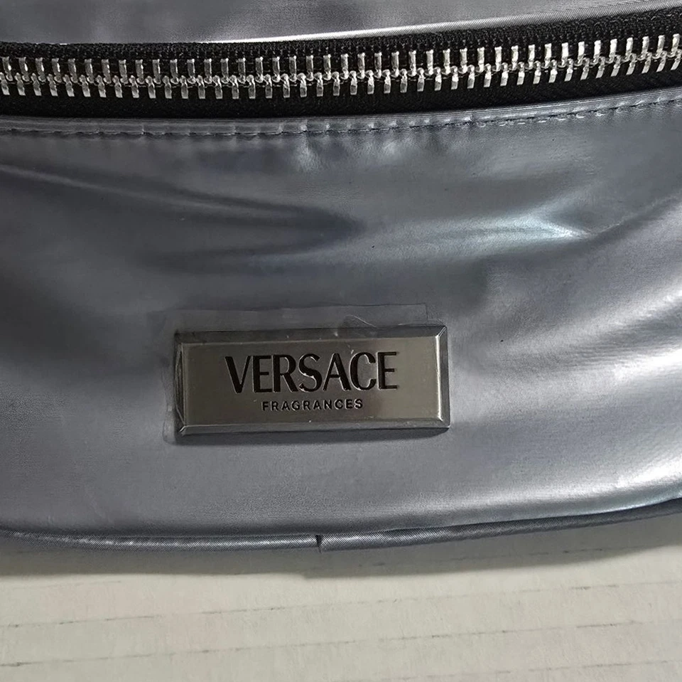 Versace Silver Belt Bag Travel Pouch Fanny Pack Crossbody Designer Unisex Bag - Image 2 of 4