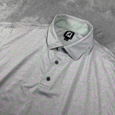 FootJoy Polo Shirt Mens XL Green Palm Leaf Golf Performance AOP Preppy Vacation