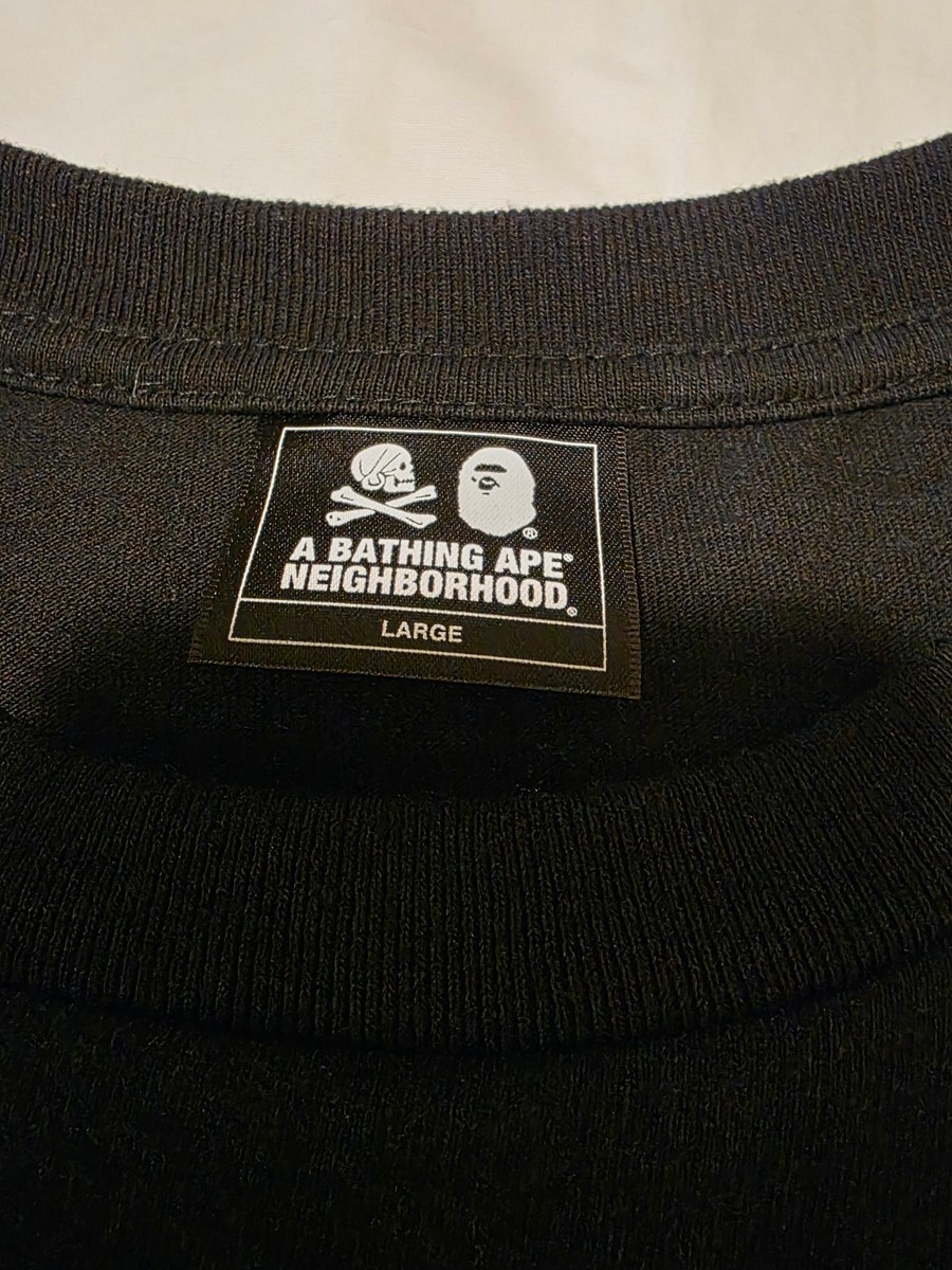 A BATHING APE x NEIGHBORHOOD NBHD Black Tee Large BAPE T-Shirt