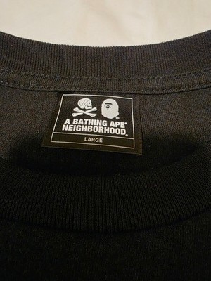 A BATHING APE x NEIGHBORHOOD NBHD Black Tee Large BAPE T-Shirt