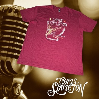 Chris Stapleton Unisex Gotta Get Down To Arkansas Eagle Concert Tee Red 2XL