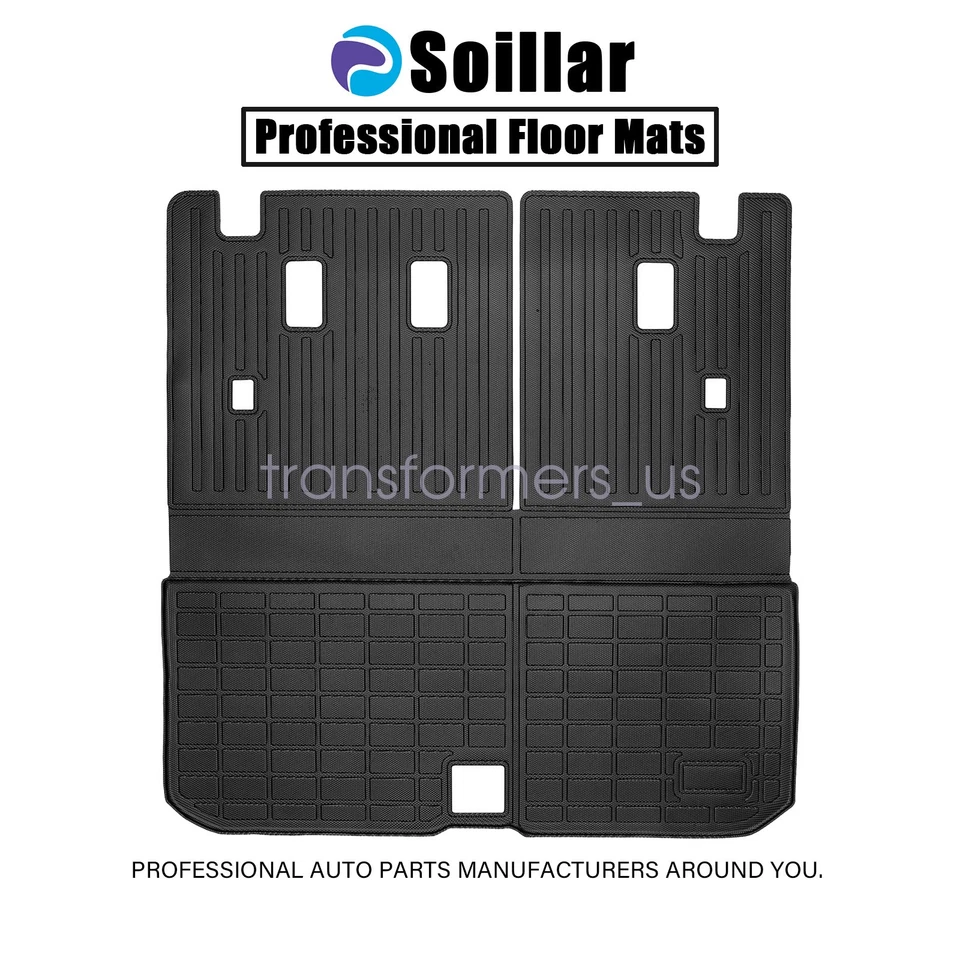 Alfombrillas de respaldo/revestimiento de maletero de TPE para Honda Pilot 2016-2022 antideslizantes negras Foto 2 de 4