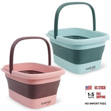 2 Pack Foldable Foot Bath Basin, Collapsible Foot Soak Tub, 2 pack Pink green