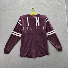 PINK Victoria's Secret Women Sweatshirt L Purple Love Arch Logo Varsity Pullover