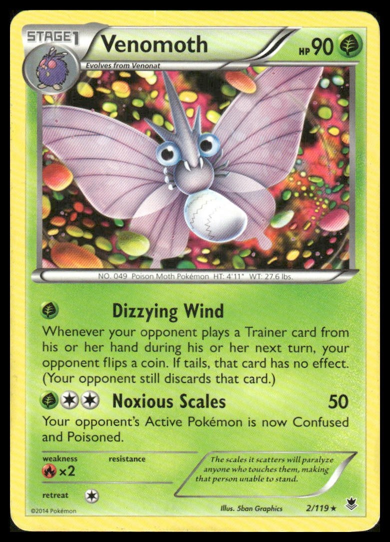 Venomoth 2/119 Rare Phantom Forces Pokemon Lightly Played