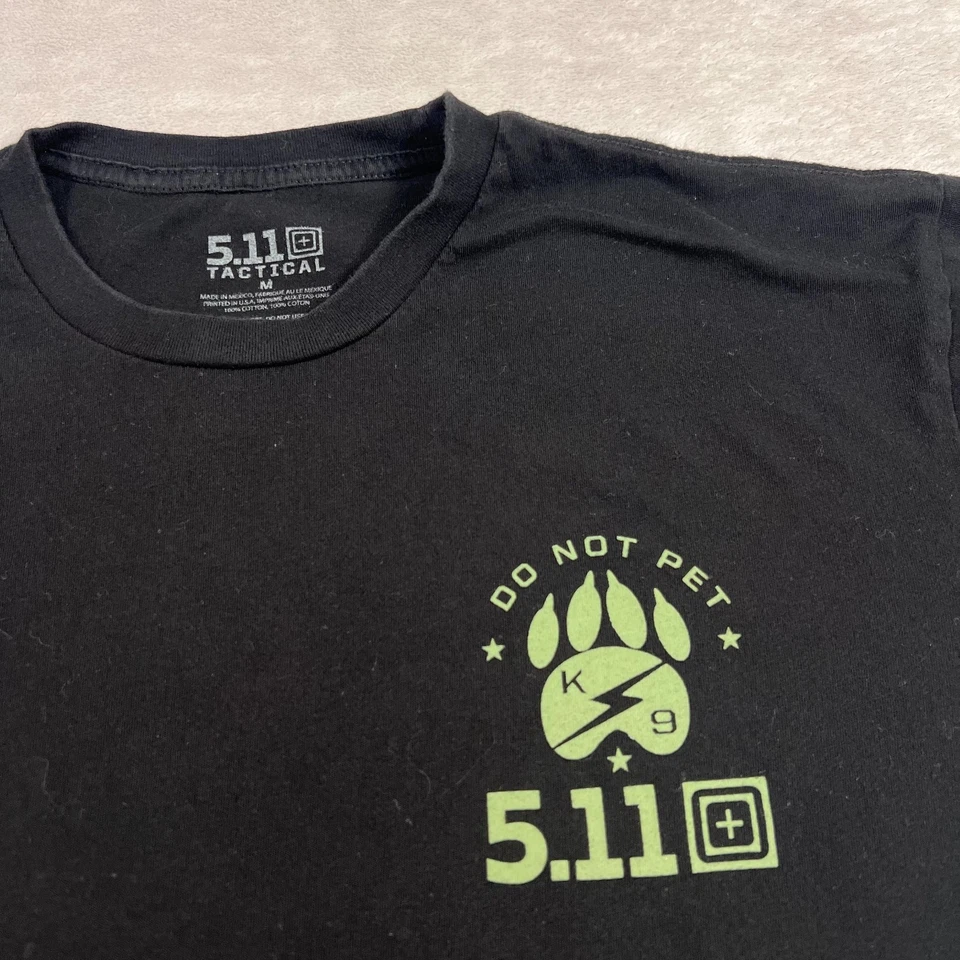 Camisa táctica 5.11 para hombre mediana negra manga corta cuello redondo K9 logotipo de no mascotas Foto 3 de 4