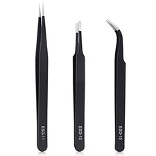 3PCS Precision Tweezers Set, Upgraded Anti-Static Stainless Steel of 3pcs