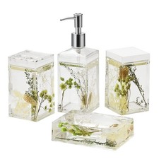 4 Piece Acrylic Liquid 4D Floating Motion Bathroom Vanity Accessory Set Garde...