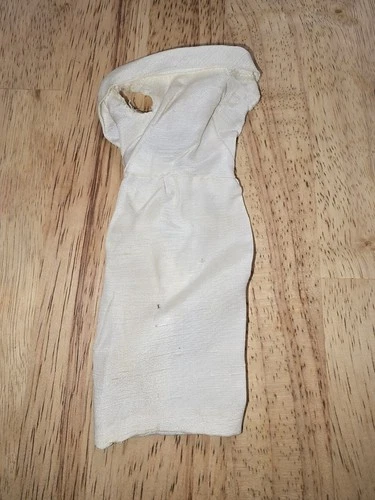 Vintage Barbie Doll 1960’s White Sheath Tagged Shantung Dress
