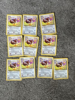 10x Pokemon Eevee 51/64 Jungle WOTC 1999 Vintage Card Bundle POKE2