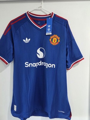 adidas Manchester United Blue Men s Soccer Jersey Size L Polyester ClimaCool