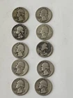 Silver Lot Of 10 ~ 1935, 1939, 1941, 1943, 1946 Washington Quarters 90% Silver
