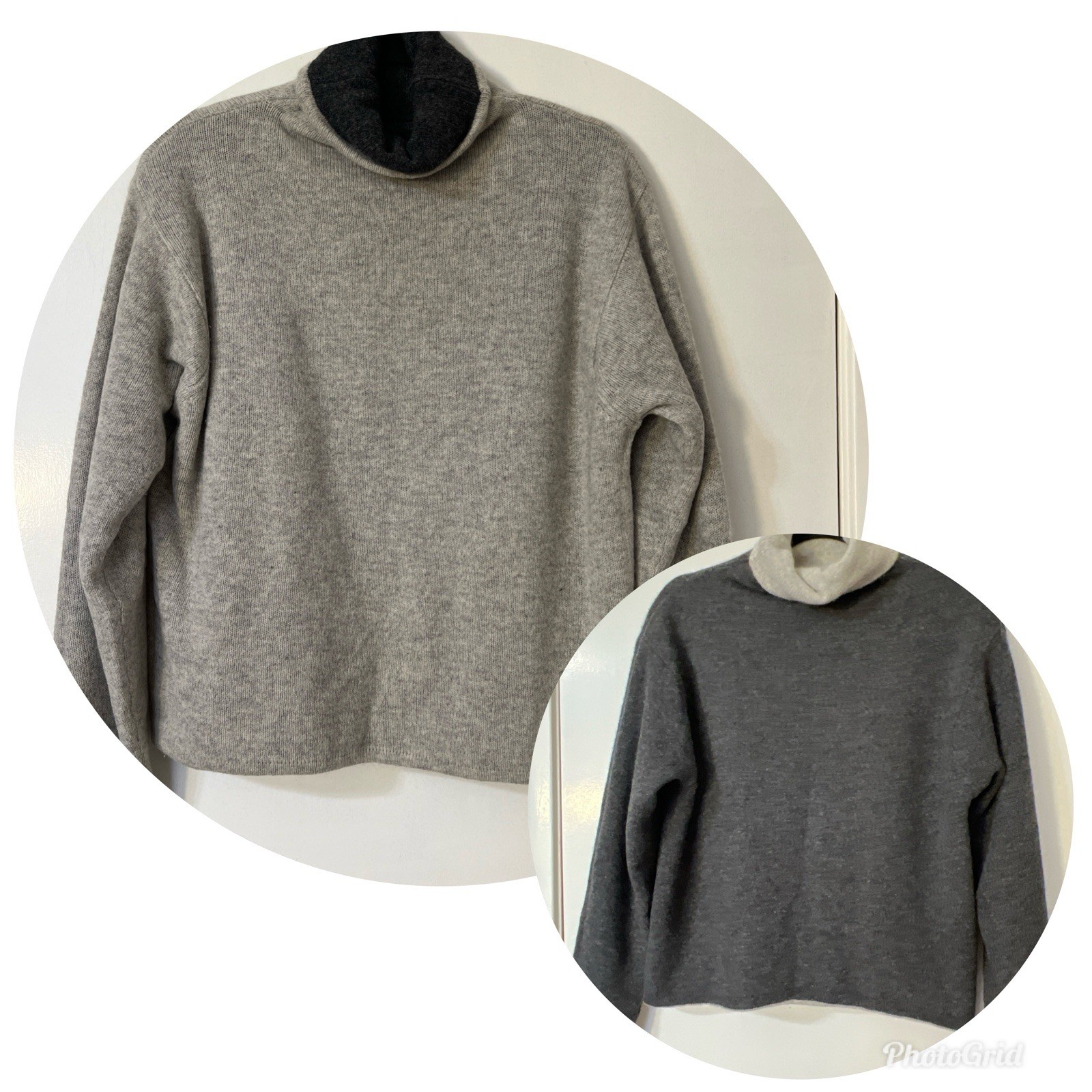 Fjäll Woman's Reversable  Gray Knit Sweater feels Pullover Long Sleeve See Pics