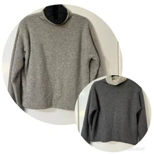 Fjäll Woman's Reversable  Gray Knit Sweater feels Pullover Long Sleeve See Pics