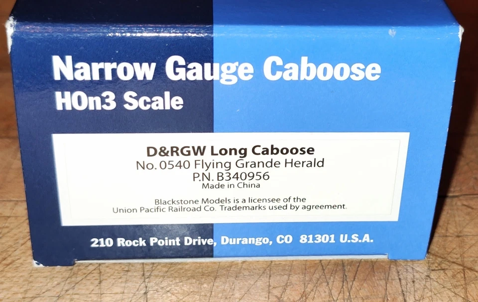 Blackstone Models HOn3 0540 Flying Grande Herald D&RGW Long Caboose B340956  - Image 3 of 3